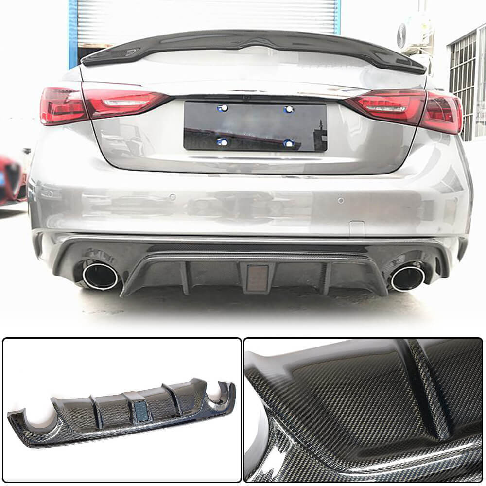 Rear bumper diffuser V4 (for Q50 Base/Sport 2018-2023, Carbon) for Infiniti Q50/Q60 2013-2024 - image 8