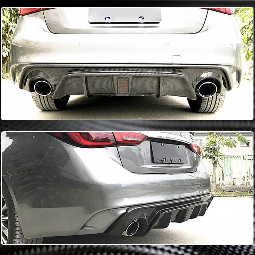 Rear bumper diffuser V4 (for Q50 Base/Sport 2018-2023, Carbon) for Infiniti Q50/Q60 2013-2024 - image 9