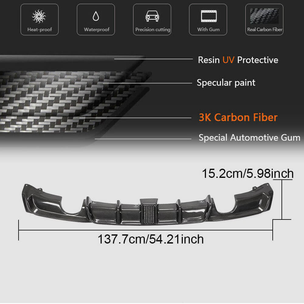 Rear Bumper Diffuser With brake light Carbon Fiber V9 (for M-Sport) for BMW 3 series F-30/31/34 2012-2019 - image 9