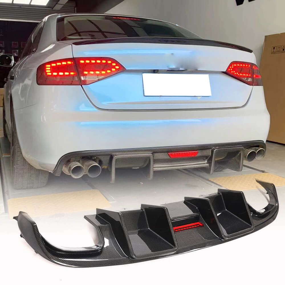 Rear Bumper Diffuser V2 (for S4 2009-2012, Carbon) for Audi A4 B8 2007-2015 - image 9