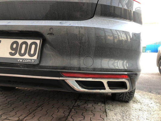 Covers for the silencer Carmos SD/SW (2019+, 3 pcs., stainless steel) for Volkswagen Passat B8 2015-2023 - Reelken Auto
