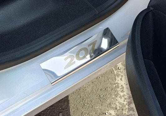 Carmos Door Sill Protectors (4 pcs, Stainless Steel) for Peugeot 207 2006-2014 - image 2