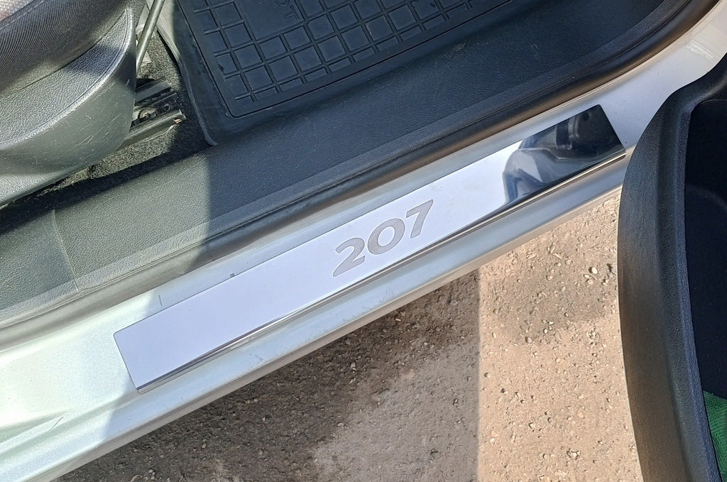 Carmos Door Sill Protectors (4 pcs, Stainless Steel) for Peugeot 207 2006-2014 - image 1