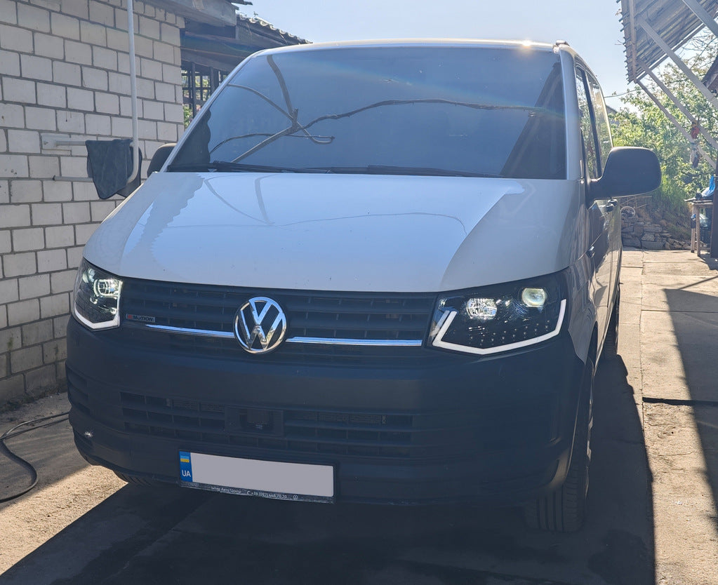Front headlights with LED daytime running lights 2015-2019 (Black, 2 pcs) for Volkswagen T6 2015-2024 - image 7