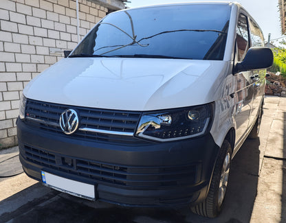 Front headlights with LED daytime running lights 2015-2019 (Black, 2 pcs) for Volkswagen T6 2015-2024 - image 2