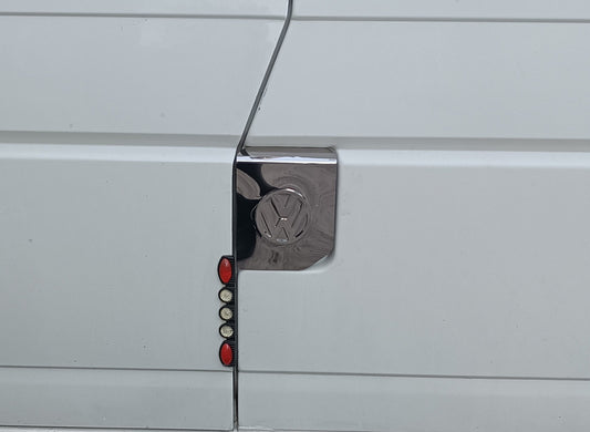 Fuel tank cover with logo (Carmos, stainless steel) for Volkswagen T4 Transporter 1990-2003 - image 2