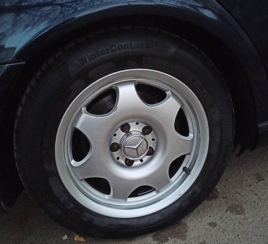Wheel caps 70/75 mm with a ring (4 pcs., gray) for Mercedes - Reelken Auto