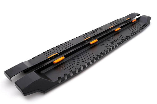 Side sills Dakar V1 with LED (2 pcs., metal) for Isuzu D-Max 2011-2019 - Reelken Auto
