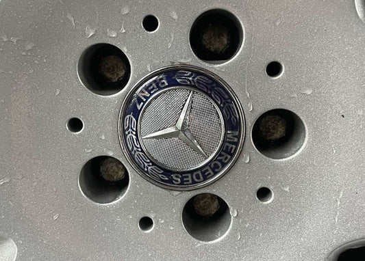 Wheel caps 71/75 mm without ring (4 pcs., blue V2) for Mercedes - Reelken Auto