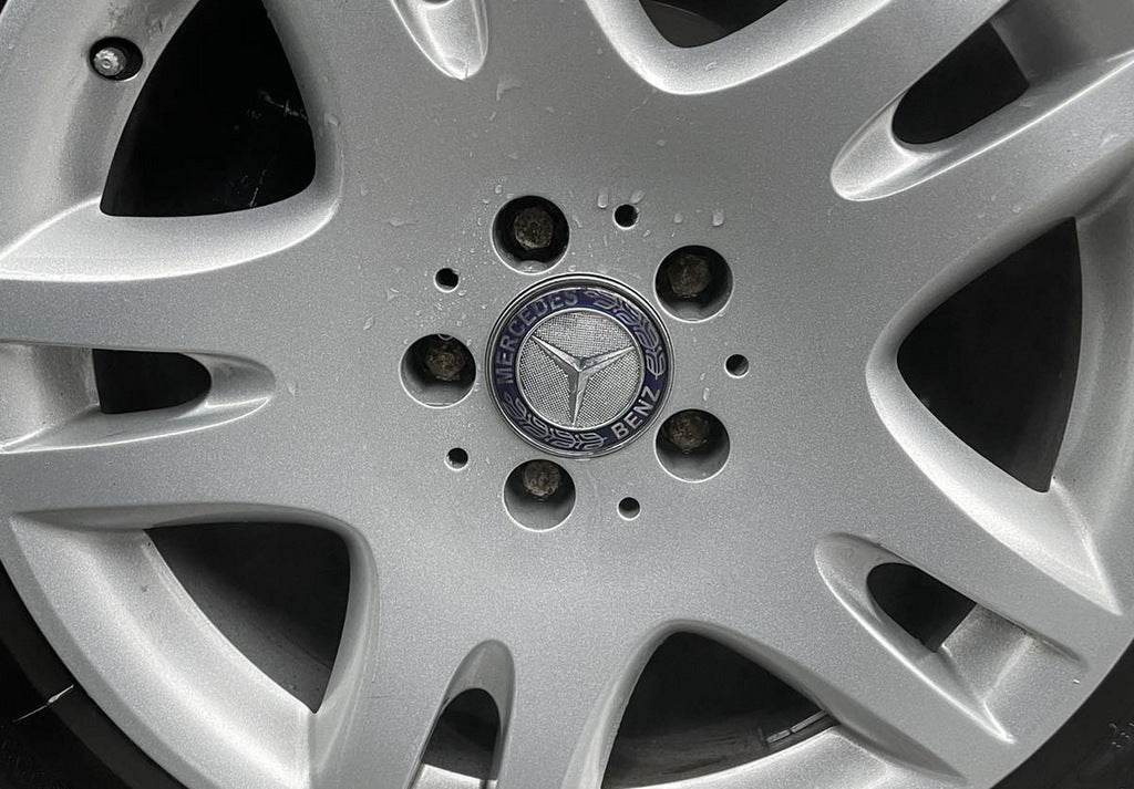 Wheel caps 71/75 mm without ring (4 pcs., blue V2) for Mercedes - Reelken Auto