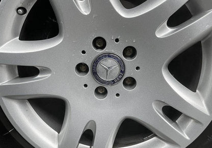 Wheel caps 71/75 mm without ring (4 pcs., blue V2) for Mercedes - Reelken Auto