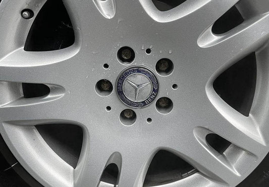 Wheel caps 71/75 mm without ring (4 pcs., blue V2) for Mercedes - Reelken Auto