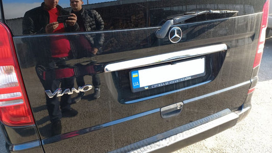 Chrome trim above license plate (1-door, stainless steel) for Mercedes Vito W639 2004-2014 - image 2