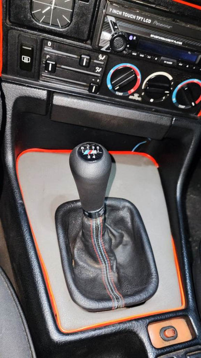 The gear lever is OEM (imitation leather, black smooth) for BMW 5 series E-34 1988-1995 - Reelken Auto