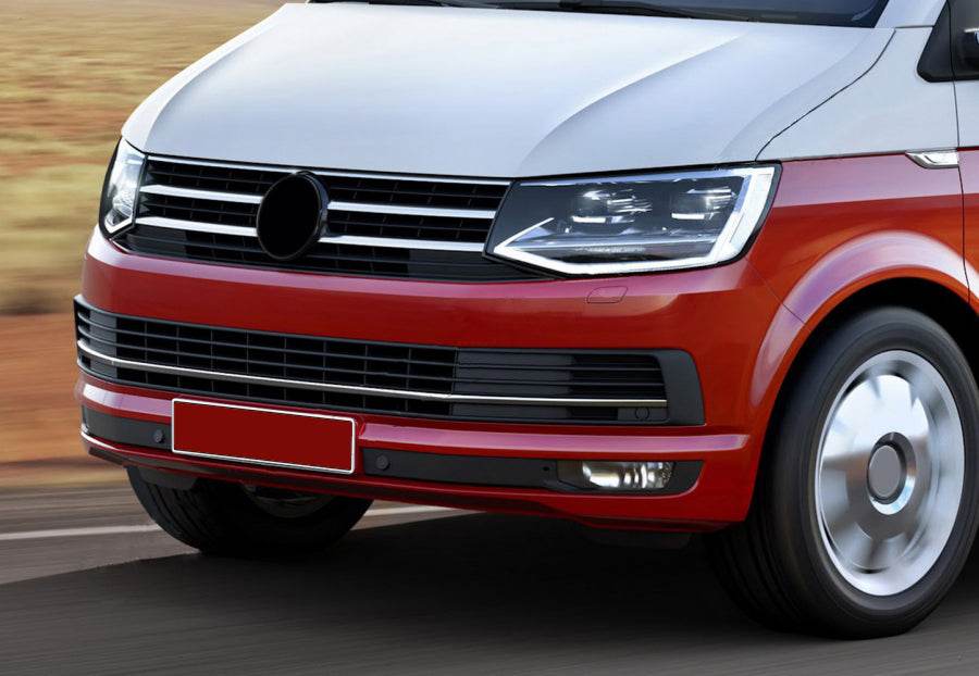 Pads on the bumper grill 2015-2019 (3 pieces, stainless steel) for Volkswagen T6 - Reelken Auto