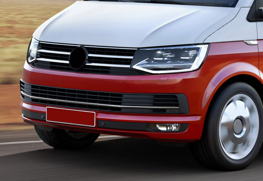 Bumper Grille Trim Covers 2015-2019 (3 pcs, stainless steel) for Volkswagen T6 2015-2024 - image 1