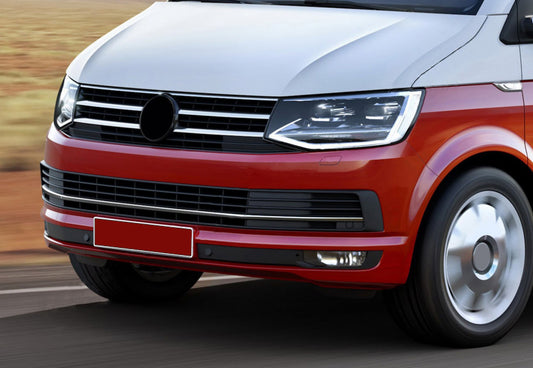 Bumper Grille Trim Covers 2015-2019 (3 pcs, stainless steel) for Volkswagen T6 2015-2024 - image 1