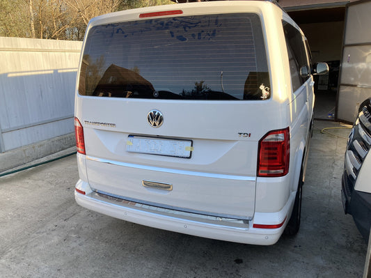 Rear Bumper Protector Carmos V1 Gloss (1 Door, Stainless Steel) for Volkswagen T6 2015-2024 - image 1