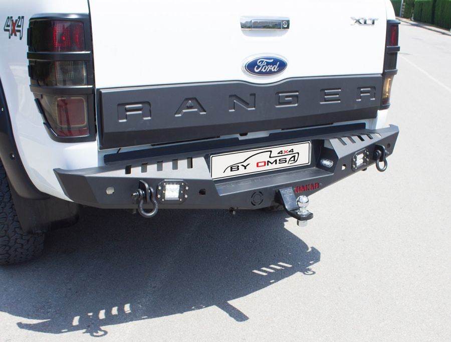 Reinforced rear bumper Dakar Black, for sensor, with backlight for Ford Ranger 2011-2022 - Reelken Auto