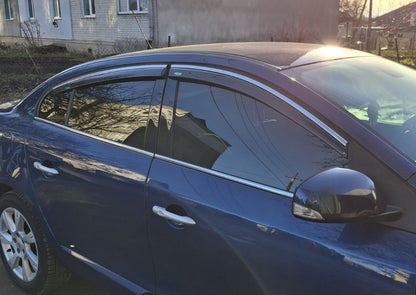 Window deflectors with chrome trim (4 pcs, Niken) for Renault Fluence 2009-2016 - image 5