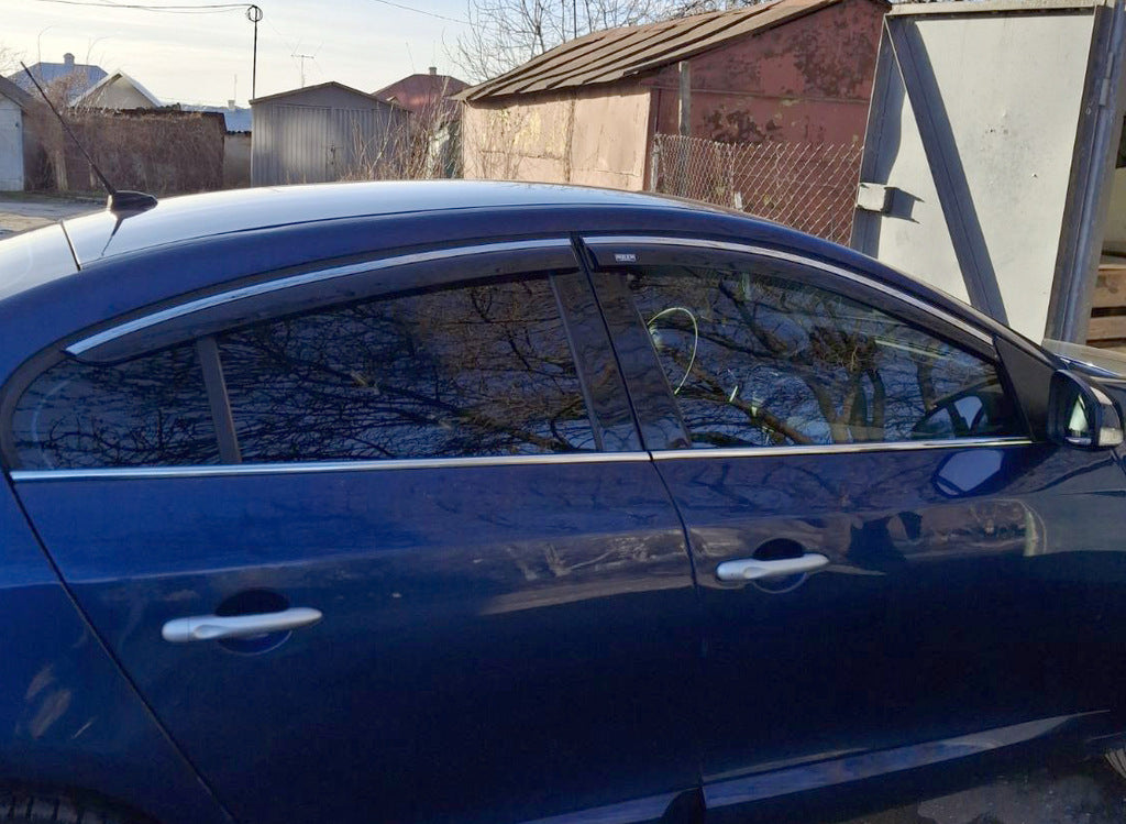 Window deflectors with chrome trim (4 pcs, Niken) for Renault Fluence 2009-2016 - image 6