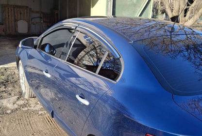 Window deflectors with chrome trim (4 pcs, Niken) for Renault Fluence 2009-2016 - image 4