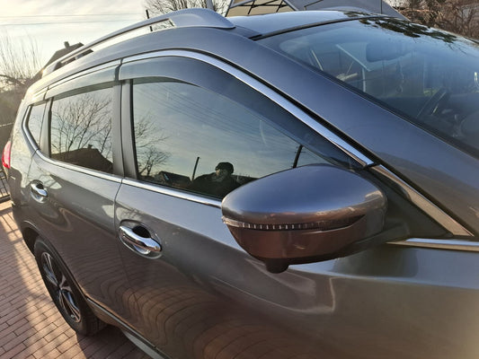 Window Deflectors with Chrome Trim Niken Luxury (6 pcs) for Nissan X-trail T32/Rogue 2014-2021 - image 1