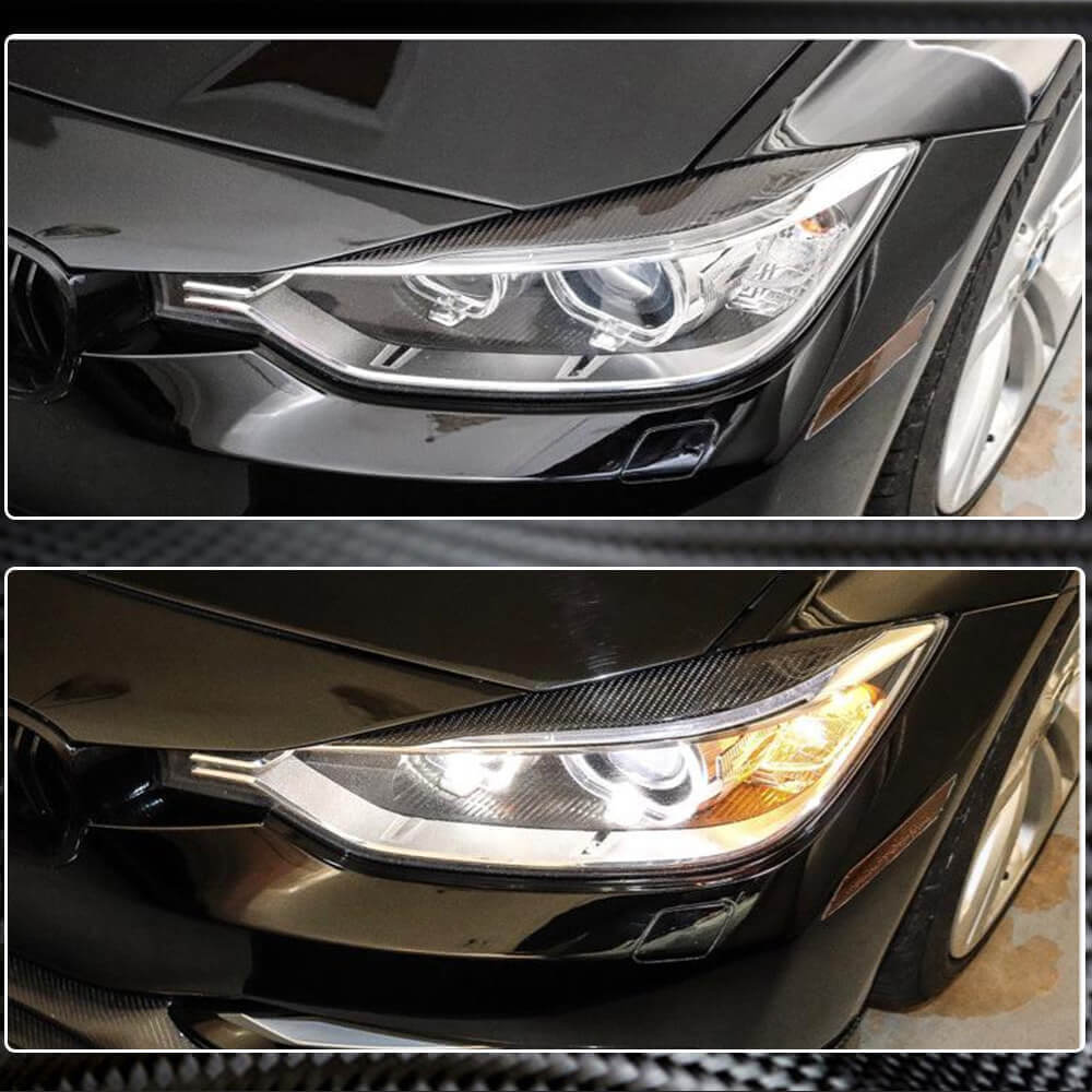 Headlight Eyelashes Carbon V2 for BMW 3 series F-30/31/34 2012-2019 - image 10