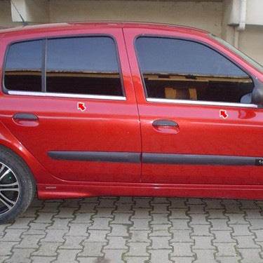 Outer edging of glasses (HB, 4 pieces, stainless steel) for Renault Clio II 1998-2005 - Reelken Auto
