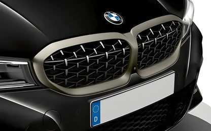 Diamond Silver Kidney Grilles (2018-2022, matte chrome trim) for BMW 3 Series G20/G21 2018- - image 1