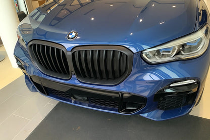 Kidney Grilles 1 Bar (2019-2022, Matte Black) for BMW X5 G05 2019- - image 1