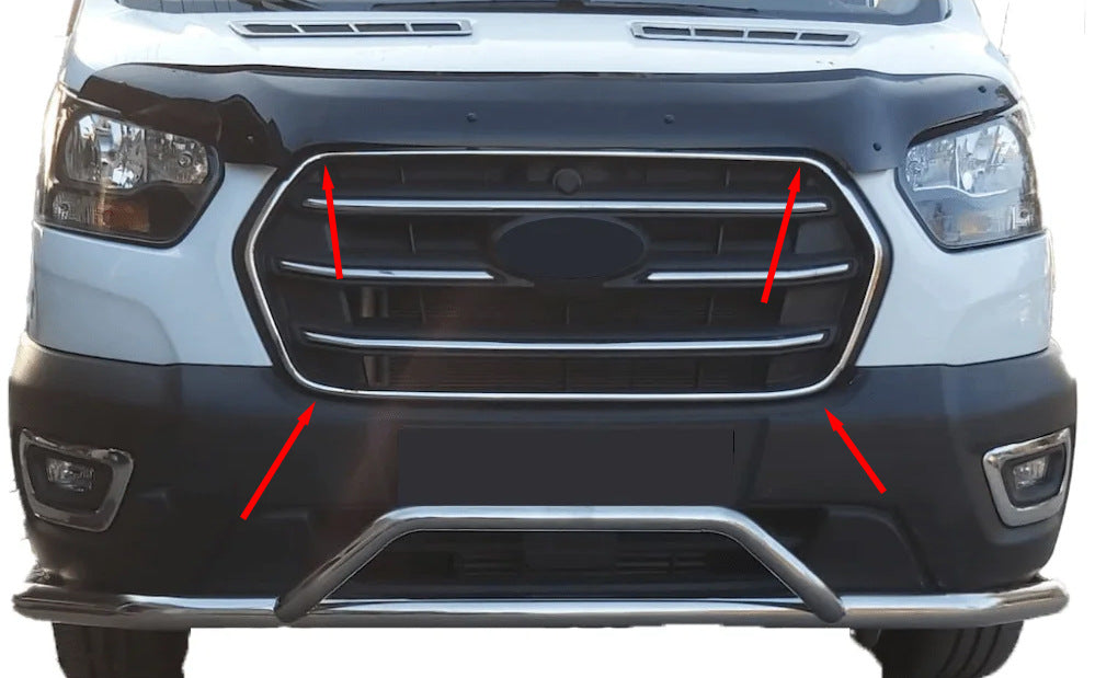 Chrome Grille Surround Trim (2019+, 4 pcs, Stainless Steel) for Ford Transit 2014- - image 1