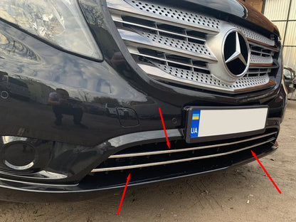 Bumper grille trims (2 pcs, stainless steel) for Mercedes Vito/V-class W447 2014- - image 2