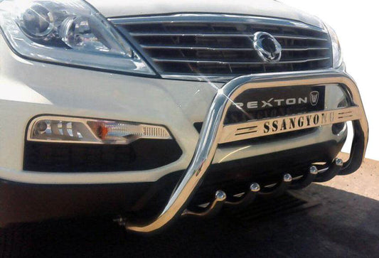 The WT004 bumper guard (stainless) for SsangYong Rexton I 2001-2017 - Reelken Auto