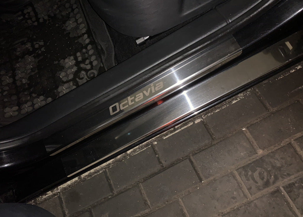 Carmos Door Sill Protectors (8 pcs, Stainless Steel) for Skoda Octavia II A5 2010-2013 - image 1