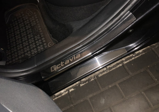 Carmos Door Sill Protectors (8 pcs, Stainless Steel) for Skoda Octavia II A5 2010-2013 - image 2