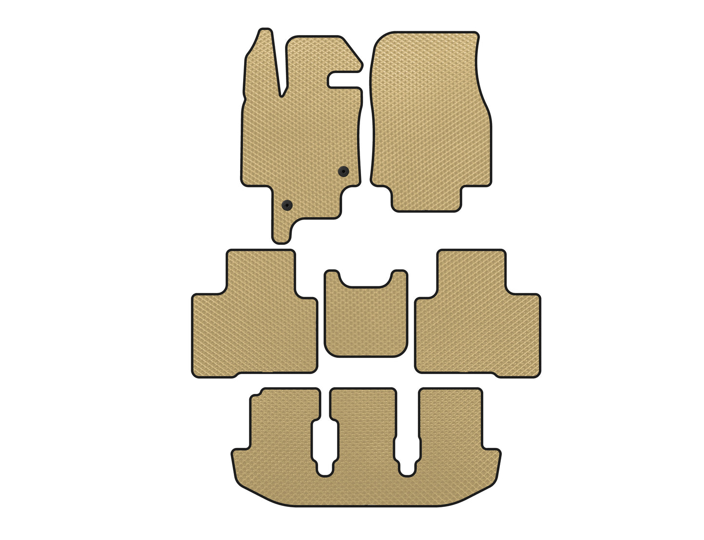 EVA Floor Mats (3 Rows, 7-Seater, Beige) for Toyota Highlander 2019- - image 1