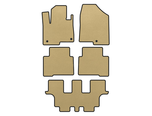 EVA floor mats (3 rows, for Grand, Beige) for Hyundai Santa Fe 4 2018-2023 - image 1