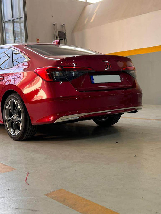 Cover on the rear bumper (Sedan, stainless steel) for Honda Civic Sedan 2021↗ year - Reelken Auto