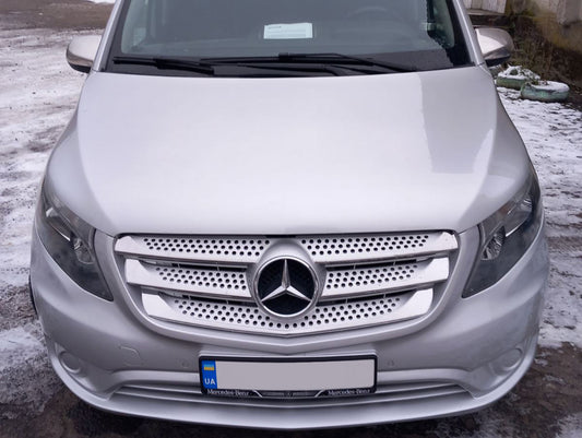 Covers on the grille 2014-2020 (5 pcs, stainless steel) for Mercedes Vito / V-class W447 2014↗ year - image 1