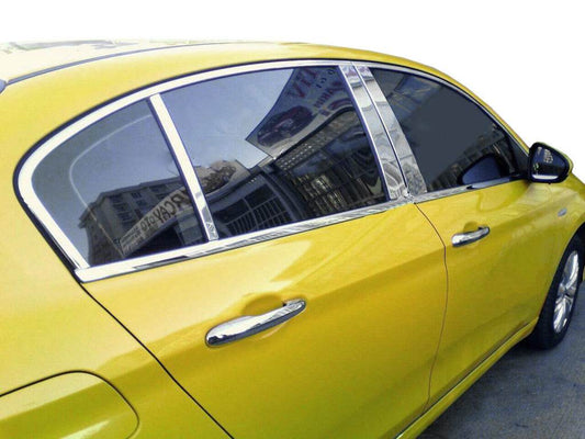 Door pillar molding (6 pieces, stainless steel) for Fiat Tipo 2016↗ year - Reelken Auto