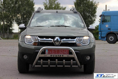The bumper with the inscription WT004 (stainless) for Dacia Duster 2008-2018 - Reelken Auto