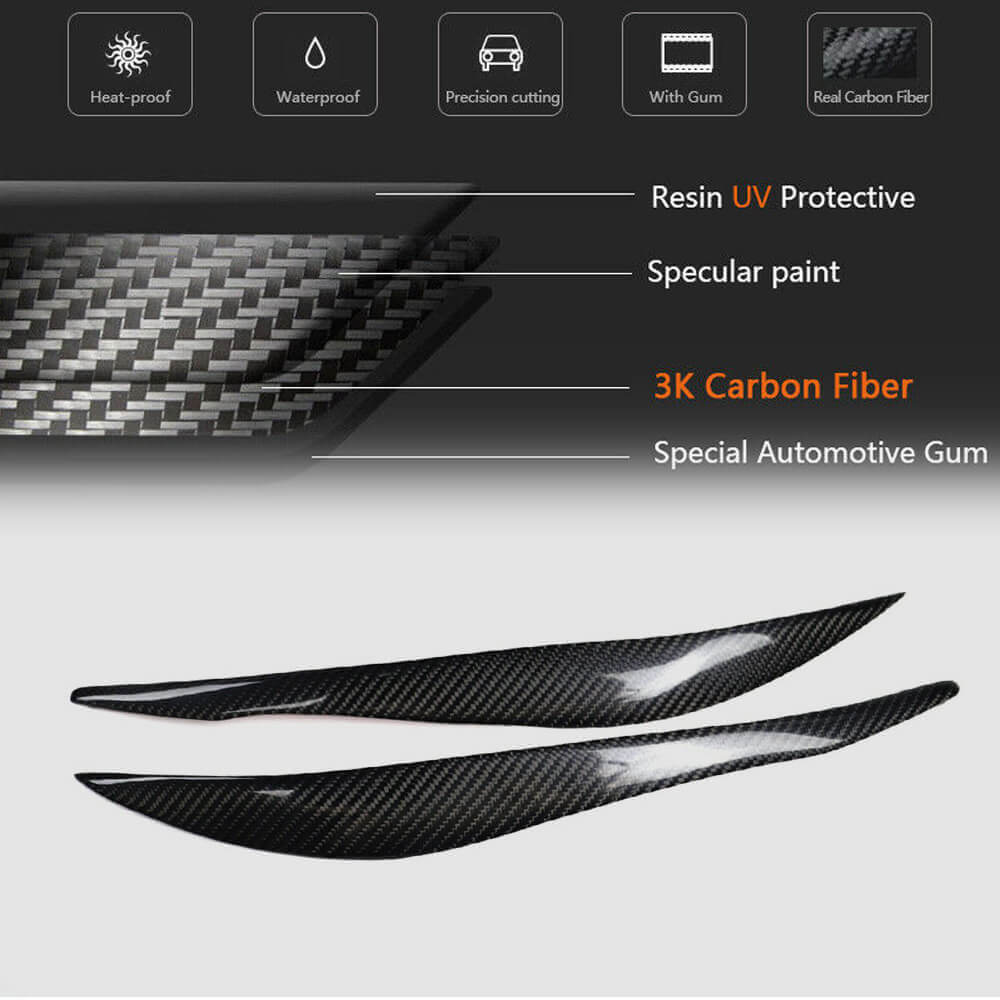 Headlight Eyelashes Carbon V2 for BMW 3 series F-30/31/34 2012-2019 - image 11