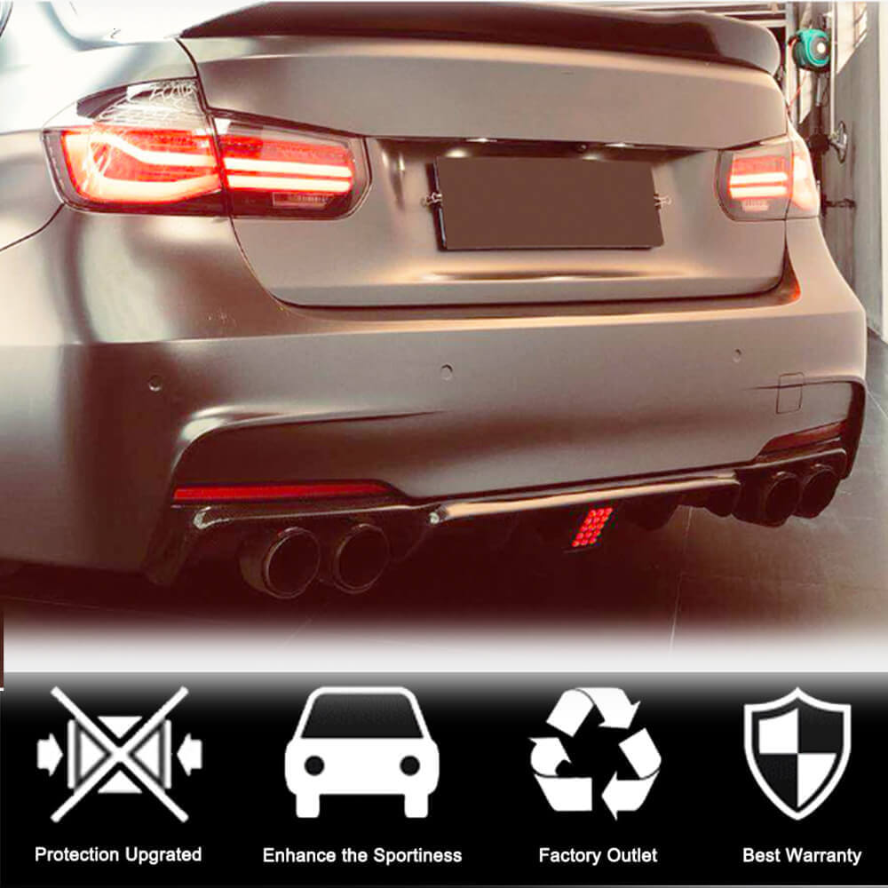 Rear Bumper Diffuser With brake light Carbon Fiber V9 (for M-Sport) for BMW 3 series F-30/31/34 2012-2019 - image 11