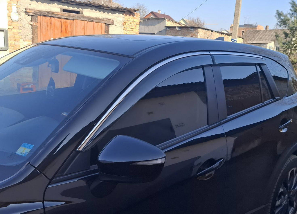 Window Deflectors with Chrome Trim Niken Luxury (4 pcs) for Mazda CX-5 2012-2017 - image 1