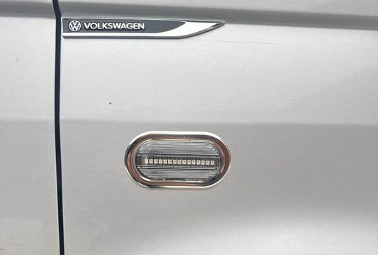 Chrome pads for turn signals OmsaLine (2 pieces, stainless steel) for Volkswagen T5 Transporter 2003-2010 - Reelken Auto