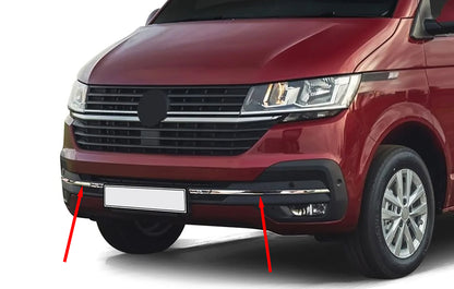Front bumper grille trim 2019+ (3 pcs, stainless steel) for Volkswagen T6 2015-2024 - image 1