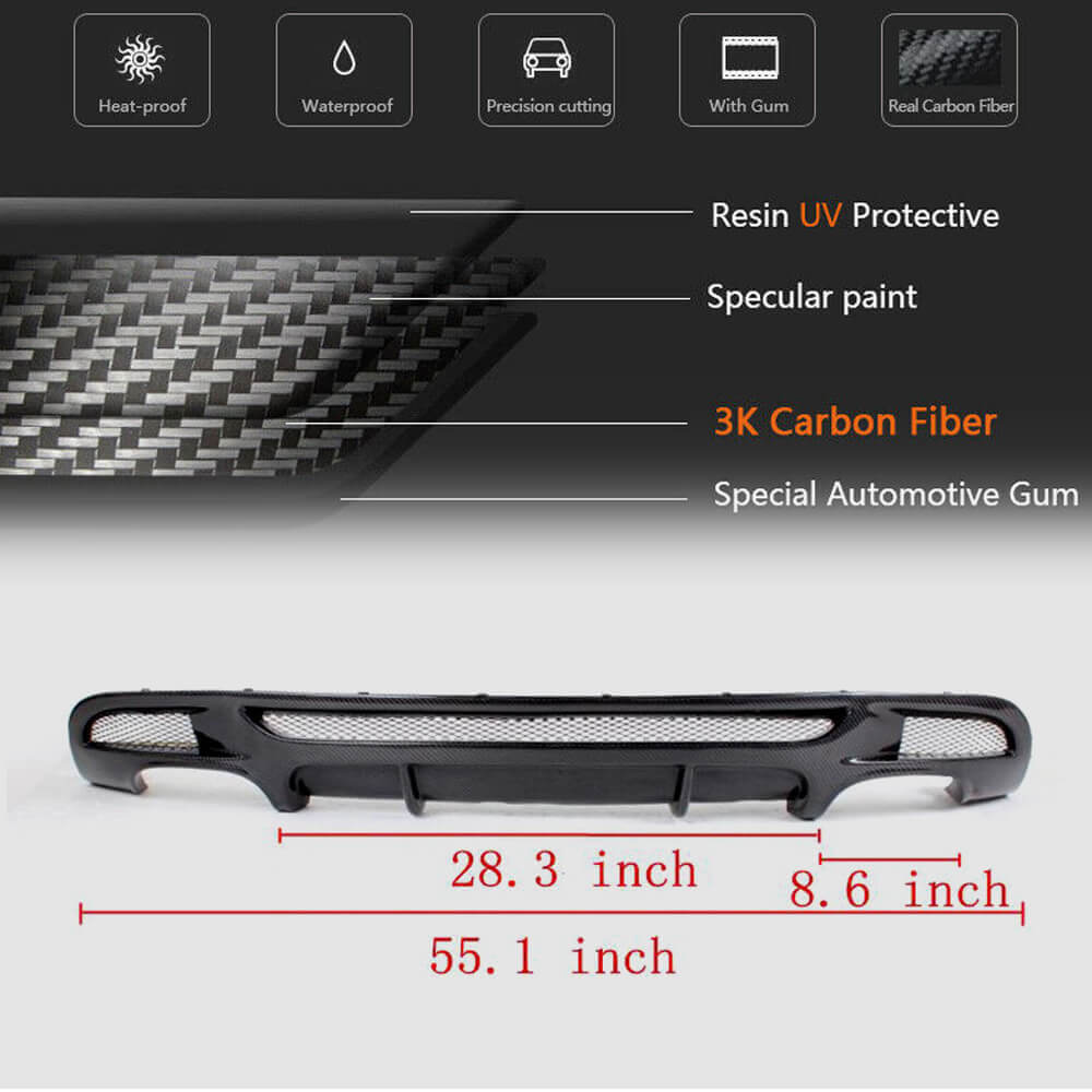 Rear Bumper Diffuser Carbon Fiber V2 (for E82/E88 M Sport) for BMW 1 series E81/82/87/88 2004-2011 - image 12