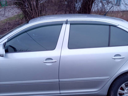 Window Deflectors with Chrome Trim Niken Luxury (SD, 4 pcs) for Skoda Octavia II A5 2006-2010 - image 2