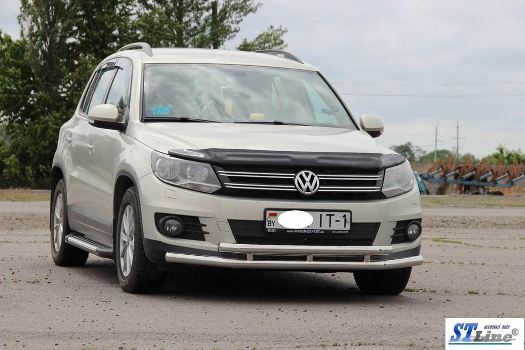 Front protection ST016 (stainless) for Volkswagen Tiguan 2007-2016 - Reelken Auto